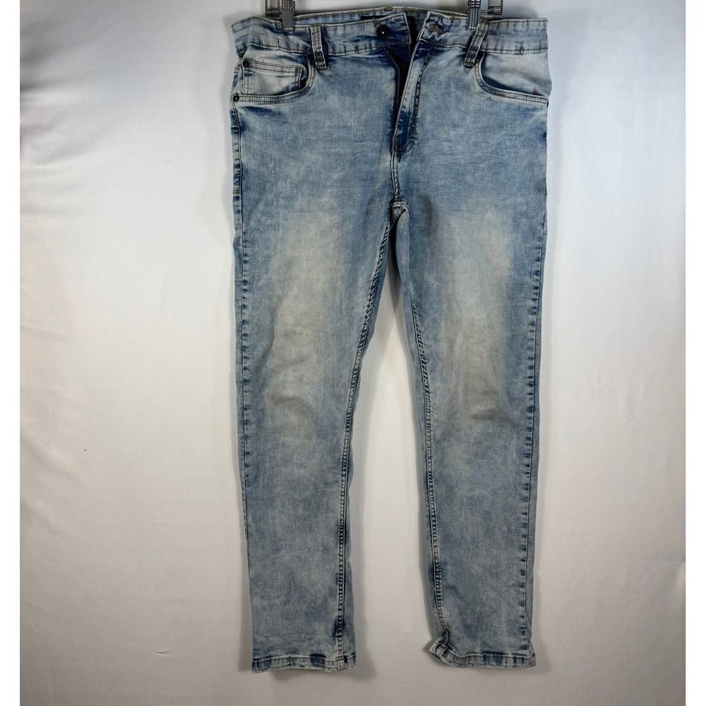 Marc Ecko Cut & Sew Mens 34x30 Slim Light Acid Wash Denim Jeans MK800008
